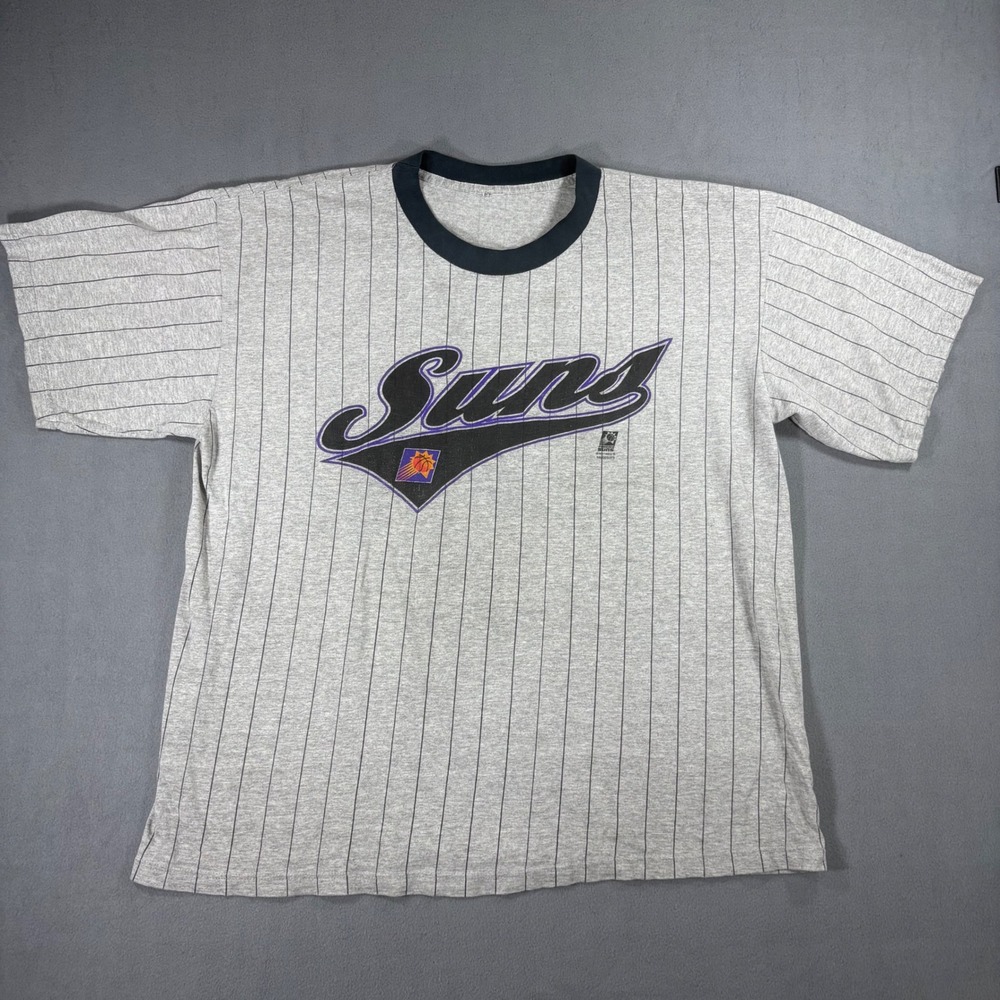 Nutmeg Phoenix Suns T-Shirt Mens XL Grey Excellent Vintage Pinstripe NBA Tee